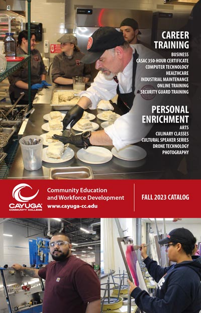 Cover artwork for the Fall 2023 Community Education and Workforce Development Course Catalog