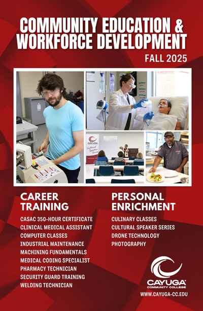 Cover artwork for the FALL 2025 Community Education and Workforce Development Course Catalog