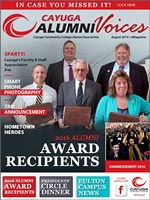 Cover image of the Cayuga Alumni Voices magazine, Summer 2016