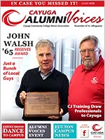 Cover image of the Cayuga Alumni Voices magazine, Issue 18, November 2016