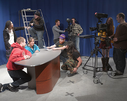 School of Media and Arts students in the recording studio